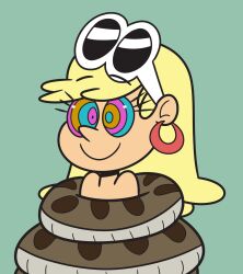  animated animated_gif apopop bare_shoulders coils femsub happy_trance leni_loud loud_house nickelodeon smile snake spiral_eyes sunglasses symbol_in_eyes 