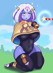  alien alien_girl anklet character_request clothed dazed drool emblem expressionless eyelashes eyeshadow female_only femsub gloves glowing_eyes hood hypnotic_light kirby_(series) kirby_and_the_world_beyond kneeling leotard nintendo open_mouth purple_eyes purple_skin smeef solo sparkle symbol tagme thighhighs 
