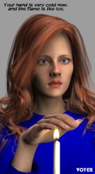 3d altered_perception blue_eyes candle charlie&#039;s_angels empty_eyes female_only femsub julie_rogers long_hair red_hair solo text voyer