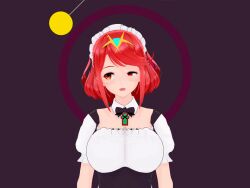 3d animated animated_gif dazed female_only femsub hair_ornament headdress koikatsu! lunastra maid maid_headdress nintendo pyra_(xenoblade) red_eyes red_hair xenoblade_chronicles xenoblade_chronicles_2