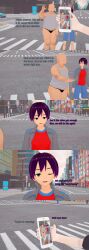  absurdres aware bald clothed dialogue english_text fat green_eyes male_only multiple_boys no_eyes original phone purple_hair short_hair sugus text ugly_bastard 