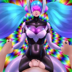 alternate_costume alternate_hairstyle bodysuit breasts femsub helmet large_breasts league_of_legends manip sex sona_(league_of_legends) spiral spiral_eyes symbol_in_eyes tagme tech_control twintails vaginal visor