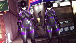  3d bodysuit boots breasts collar custom_maid_3d_2 drone erect_nipples erect_nipples_under_clothes esther_r18 expressionless female_only femsub gloves helmet large_breasts microchip multiple_girls multiple_subs navel rubber standing tech_control thick_thighs tight_clothing 