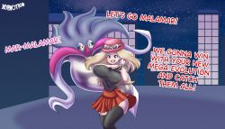 blonde_hair blue_eyes clothed female_only femsub glowing hat hypnotico large_breasts malamar mega_malamar nintendo pokemon pokemon_(creature) serena skirt_lift smile text
