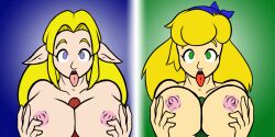  animated animated_gif black--wave blonde_hair breasts cadence crypt_of_the_necrodancer elf elf_ears empty_eyes femsub huge_breasts long_hair nintendo nipples open_mouth paizuri penis princess princess_zelda the_legend_of_zelda tongue tongue_out 