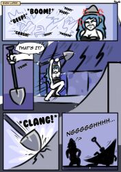  blue_hair brain_dead_retail_(series) brain_drain comic hat humor kilroylucy18 naked_apron nessi_(kilroylucy18) original tagme text 