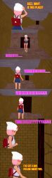 absurdres aware black_eyes clothed dialogue english_text female_only mad_jacks multiple_girls nintendo pink_hair pokeball pokemon short_hair text whitney