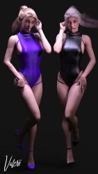  3d absurdres collar empty_eyes female_only femsub happy_trance hypnotic_accessory hypnotic_clothing one-piece_swimsuit original swimsuit tech_control valerii 