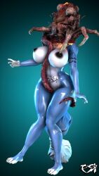 ass blue_hair breasts corruption exposed_chest female_only furry huge_ass huge_breasts krystal mind_break nemesis_alpha nintendo nipples parasite psikokinetic resident_evil_3_remake standing star_fox tentacle_sex tentacles thick_thighs vore zombie