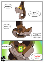  black_eyes closed_eyes comic dialogue disney english_text hypnotic_eyes kaa kaa_eyes looking_at_viewer male_only maledom open_mouth pov pov_sub renaissanceofchaos snake speech_bubble text the_jungle_book white_background yellow_sclera 