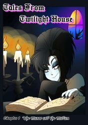  black_hair candle comic cover eyeshadow female_only goth kobi94 makeup original text transformation twilight_house white_skin 