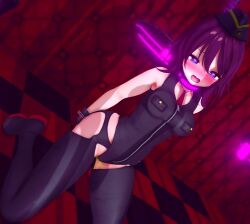  3d arms_behind_back bangs bare_shoulders before_and_after blue_eyes blush boots breasts collar cuffs custom_maid_3d_2 drool femsub gloves hat heart_eyes kneeling leotard long_hair looking_at_viewer open_mouth original purple_hair roroanda31 shy small_breasts solo spread_legs symbol_in_eyes tech_control thigh_boots thighhighs tie tongue urination zipper 