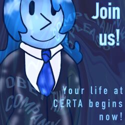  advertisement androgynous_dom blue_hair blue_skin certa_solutions corporatification drone dronification finder_(certa_solutions) hypnoposting latex living_costume original pov_sub rubber subliminal tech_control 