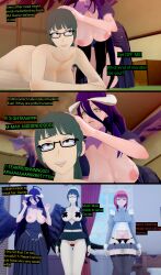 3d black_hair chainsaw_man comic cyanstargazer empty_eyes femsub glasses green_hair horns hypnotized_hypnotist jujutsu_kaisen maid maid_headdress maki_zenin makima_(chainsaw_man) nipples red_hair text