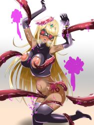  absurdres aco_majima alternate_costume blonde_hair blush breast_fondling crossover crotch_rub dark_skin female_only femsub gloves glowing_eyes hair_band latex lipstick looking_at_viewer midriff mythra_(xenoblade) navel nintendo nipples opera_gloves red_eyes simple_background solo splatoon splatoon_2 tattoo tech_control tentaclejob tentacles thighhighs tongue_out twintails white_background xenoblade_chronicles xenoblade_chronicles_2 yaziy5619 