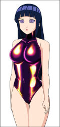  bangs black_hair breasts collarbone dazed expressionless female_only femsub hinata_hyuuga jimryu large_breasts latex leotard long_hair naruto_(series) open_mouth purple_eyes ring_eyes rinnegan rubber shaverma17 simple_background solo standing standing_at_attention straight-cut_bangs swimsuit white_background 