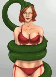  animated animated_eyes_only animated_gif bra breasts femsub happy_trance hypnostink imminent_vore kaa_eyes large_breasts panties red_hair short_hair snake underwear vore 