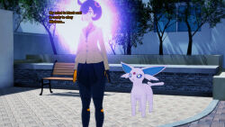  3d black_hair dark_skin emma_(pokemon) espeon femsub nintendo pokemon short_hair sonrio12 text 