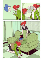  bloo cookies ef-nsfw femsub foster's_home_for_imaginary_friends frankie_foster happy_trance hypnotized_hypnotist maid maledom midriff multiple_girls mustache red_hair shrunken_irises tagme 