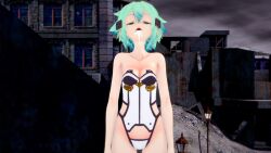 breasts cover cum cum_in_mouth empty_eyes expressionless female_only femsub green_eyes green_hair nipples nude open_mouth shino_asada sword_art_online zenin1