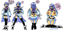 aqua_(kingdom_hearts) ass ass_expansion before_and_after bimbofication blue_hair breast_expansion breast_grab breasts dialogue disney exposed_chest female_only femsub high_heels holding_breasts huge_breasts kingdom_hearts kneeling large_breasts lipstick midriff nipples oppaiman pink_lipstick seductive_smile simple_background smile speech_bubble square_enix standing text thighhighs tongue tongue_out topless transformation white_background 