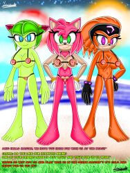  absurdres amy_rose cosmo_the_seedrian dialogue echidna_girl exkaizuhan femsub furry green_hair happy_trance hedgehog_girl hypnotic_clothing monster_girl multiple_girls multiple_subs orange_hair pink_hair shade_the_echidna short_hair sonic_the_hedgehog_(series) spiral_eyes symbol_in_eyes text 