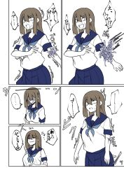 brown_hair comic female_only possession school_uniform slime text