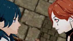  3d animated animated_gif blue_eyes blue_hair breasts byleth_eisner female_only female_pov femdom femsub fire_emblem fire_emblem_three_houses kronya kronya_outfit large_breasts long_hair nintendo open_mouth pov red_eyes red_hair short_hair smile symbol_in_eyes vynil yuri 