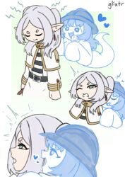  elf frieren frieren:_beyond_journey's_end ghost glixtr glowing_eyes happy_trance possession white_hair 