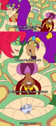  absurdres arzette:_the_jewel_of_faramore choker closed_eyes coils crossover dark_skin dialogue drool earrings english_text female_only femdom femsub genie hand_on_another's_cheek hypnotic_eyes kaa_eyes long_hair multiple_girls naga_girl pirate princess_arzette purple_hair red_hair restrained risky_boots shantae shantae_(series) text tightsquish tuki 