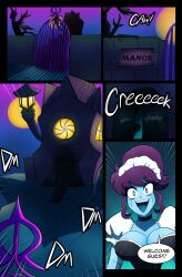  comic female_only kobi94 large_breasts maid maid_headdress original purple_hair speech_bubble text transformation twilight_house zombie 