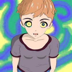 clothed female_only femsub gatharan gradient_background kaa_eyes open_mouth original short_hair