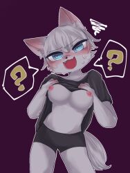 artist_request breasts dog_girl female_only femsub furry happy_trance original shirt_lift solo spiral_eyes symbol_in_eyes undressing wolf_girl
