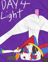 clown clown_girl drool hypnotic_light hypnovember jack-o_pose lighter nude pomni tcross the_amazing_digital_circus vibrator