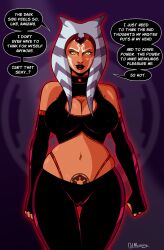  ahsoka_tano alien alien_girl bimbofication black_lipstick body_markings breasts cameltoe cleavage cleavage_cutout collar corruption crotch_tattoo dialogue english_text evil_smile female_only femsub glowing_eyes happy_trance headdress midriff nipples orange_skin panties polmanning signature smile solo speech_bubble star_wars text yellow_eyes 