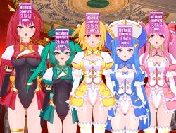  3d ahoge blonde_hair blue_eyes blue_hair bow bow_tie cherry_(ts_mahou_shoujo_nao!) control_indicator empty_eyes erect_nipples_under_clothes female_only femsub flare_(ts_mahou_shoujo_nao!) garter gloves green_eyes green_hair hat high_heels hologram ignis_(ts_mahou_shoujo_nao!) koikatsu! lapis_(ts_mahou_shoujo_nao!) leotard long_hair magical_girl moawi1 multiple_girls multiple_subs navel open_mouth orange_eyes pink_eyes pink_hair progress_indicator rain_(ts_mahou_shoujo_nao!) red_eyes red_hair short_hair side_ponytail standing standing_at_attention thighhighs tongue ts_mahou_shoujo_nao! twintails very_long_hair 