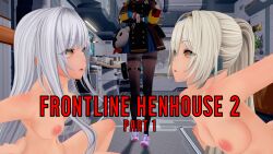  ak-12_(girls_frontline) an-94_(girls_frontline) blonde_hair blue_eyes clothed cover english_text female_only femdom girls_frontline long_hair mad_jacks mp7_(girls_frontline) multiple_girls multiple_subs nude text unfocused_eyes white_hair 