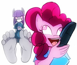  barefoot feet foot_focus furry happy_trance heart heart_eyes horse_girl hypnotic_accessory licking looking_at_viewer maud_pie multiple_girls my_little_pony necklace open_mouth pink_hair pinkie_pie purple_hair shoes short_hair spiral_eyes symbol_in_eyes tongue tongue_out unfocused_eyes zuneycat 