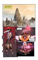  absurdres ahsoka_tano alien bare_shoulders closed_eyes comic crossed_legs dialogue english_text floating gloves mesiasart opera_gloves outdoors possessionhub star_wars tagme text 