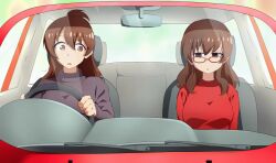  accidental_hypnosis animated atsuko_akemi breasts brown_eyes brown_hair clothed empty_eyes etlabsotwe female_only femsub glasses long_hair mother_and_daughter multiple_girls nozomi_akemi penlight sweater video 