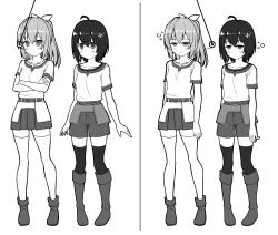  absurdres belt black_hair blush boots coin dazed empty_eyes etlabsotwe expressionless female_only femsub greyscale honjou_kaede i_hate_getting_hurt_so_i_put_all_my_skill_points_into_defense maple open_mouth pendulum shiramine_risa short_hair skirt thighhighs 