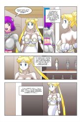  blonde_hair blue_eyes bow cleavage comic doll dress empty_eyes facial_markings freckles hair_buns happy_trance kimberly_smith_(daveyboysmith9) large_breasts original princess purple_eyes purple_hair purple_lipstick sailor_moon sailor_moon_(series) short_hair text twintails wadevezecha 