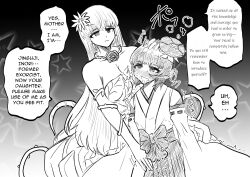  breasts femdom femsub flower_in_hair happy_trance hard_translated heart hug hypnotic_flower kimono large_breasts original plant_girl symbol_in_eyes tears text vines yunhai yuri 