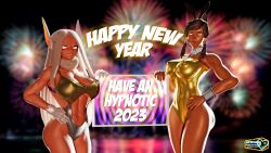  3d abs absurdres avatar_the_last_airbender blender breasts brown_hair bunny_ears bunny_girl bunnysuit cuffs dark_skin female_only femsub fireworks gloves hand_on_hip happy_trance korra large_breasts legend_of_korra leotard long_hair muscle_girl my_hero_academia navel new_years open_mouth ponytail rumi_usagiyama smile spiral_eyes super_hero supercasket symbol_in_eyes text twintails white_hair 