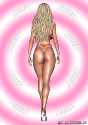 3d ass bikini blonde_hair breasts female_only femdom high_heels huge_ass huge_breasts hypnoman original solo thong