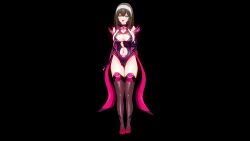  3d alternate_costume black_background blue_eyes brown_hair cameltoe cleavage crotch_tattoo female_only femsub gloves heavy_eyelids high_heels koikatsu! large_breasts leotard long_hair looking_at_viewer moawi1 navel open_mouth opera_gloves shoes simple_background skirt solo standing tattoo thighhighs tongue tongue_out 