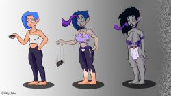  ass_expansion black_hair brain_injection breast_expansion dizzytube drool grey_skin harem_outfit sequence signature standing_at_attention static_eyes tentacles transformation 