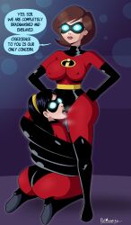  black_hair breasts brown_hair elastigirl female_only femsub goggles helen_parr hypnotic_accessory incest milf mother_and_daughter polmanning signature sub_on_sub super_hero tech_control text the_incredibles violet_parr 