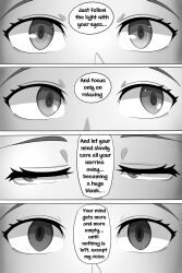 absurdres comic dialogue doki_doki_literature_club empty_eyes english_text femsub greyscale hypnotic_light maledom tagme text the_iron_mountain traditional_hypnosis yuri_(doki_doki_literature_club) 