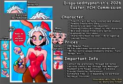  bow_tie bunny_ears bunnysuit commission_sheet disguised_hypnotist dissy_(disguised_hypnotist) easter happy_trance original ring_eyes standing_at_attention tagme white_hair 